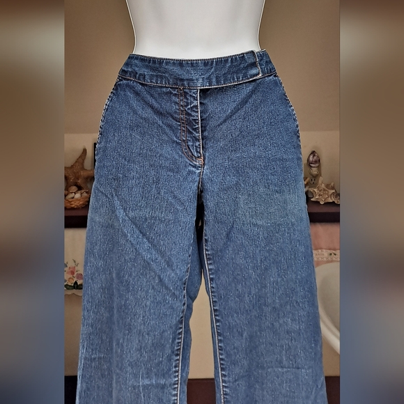 The Limited Jeans Drew Jeans Dark Blue Jeans Mid Rise EXTRA WIDE LEG Size 8 - Picture 2 of 13